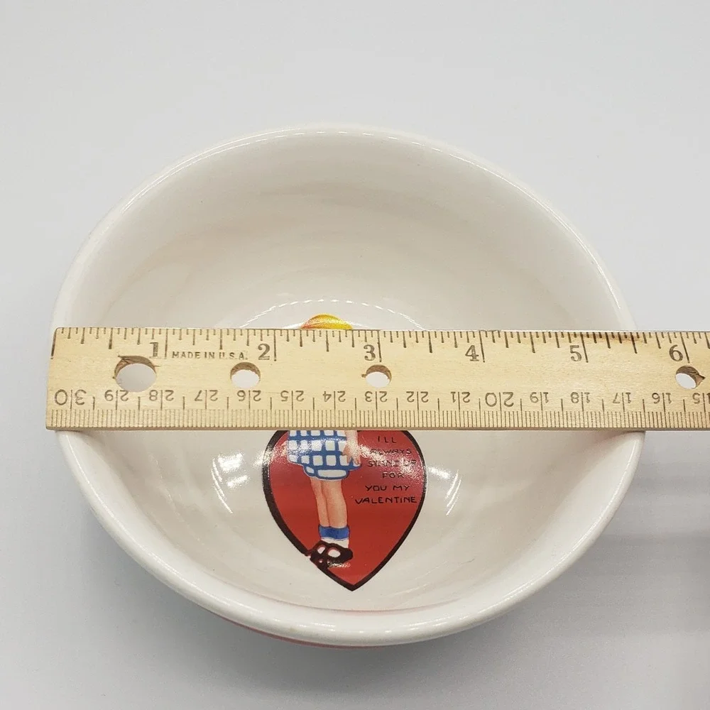 Vintage Valentine's Y2K Rosanna‎ Studio Kitschy Retro Girl Stoneware Bowl